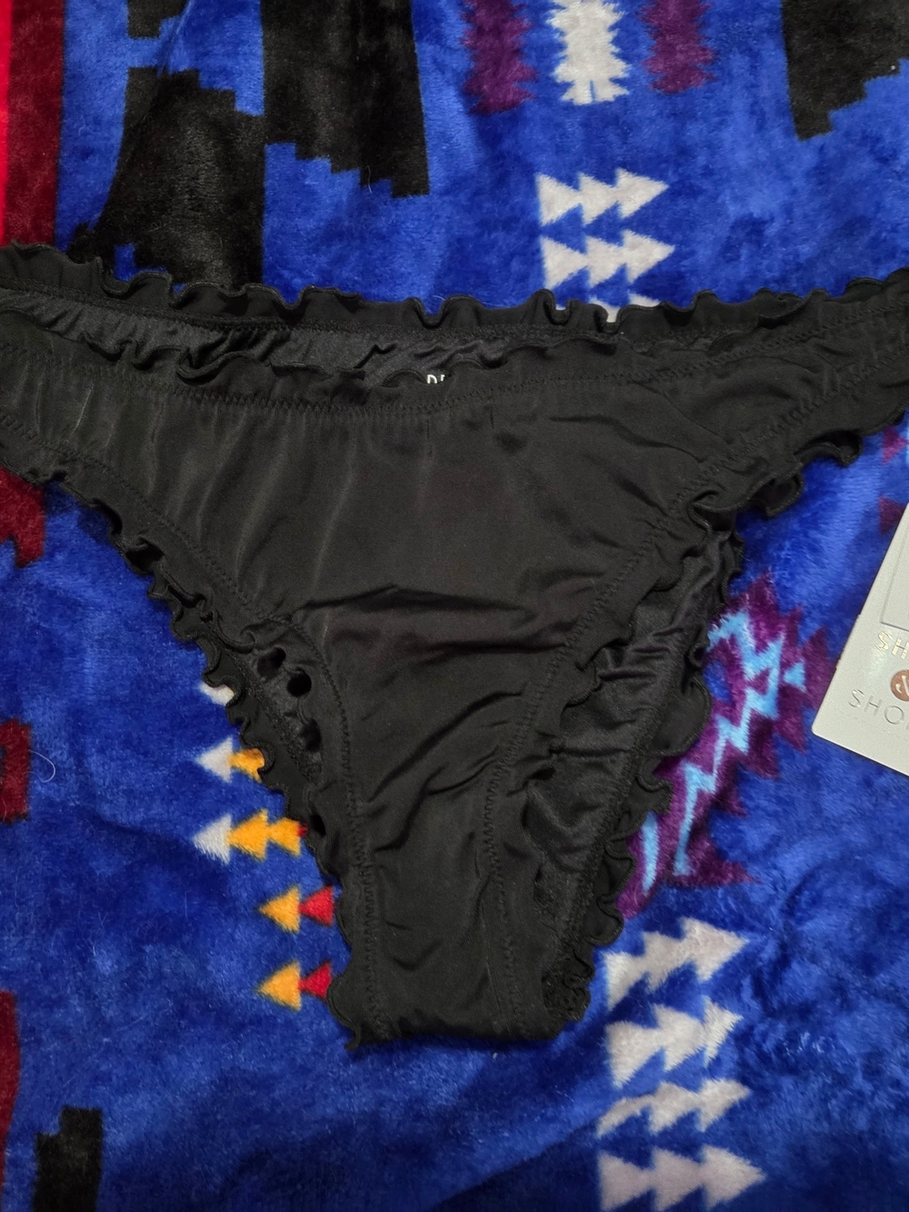 Shade & Shore Black Ruffle Bikini Bottoms